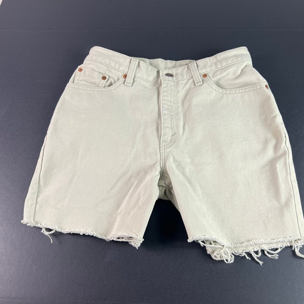 VTG Levi's Jean Short Junior 29 512 Slim Tan Faded Cut Off Denim Jorts Tag 11 Jr